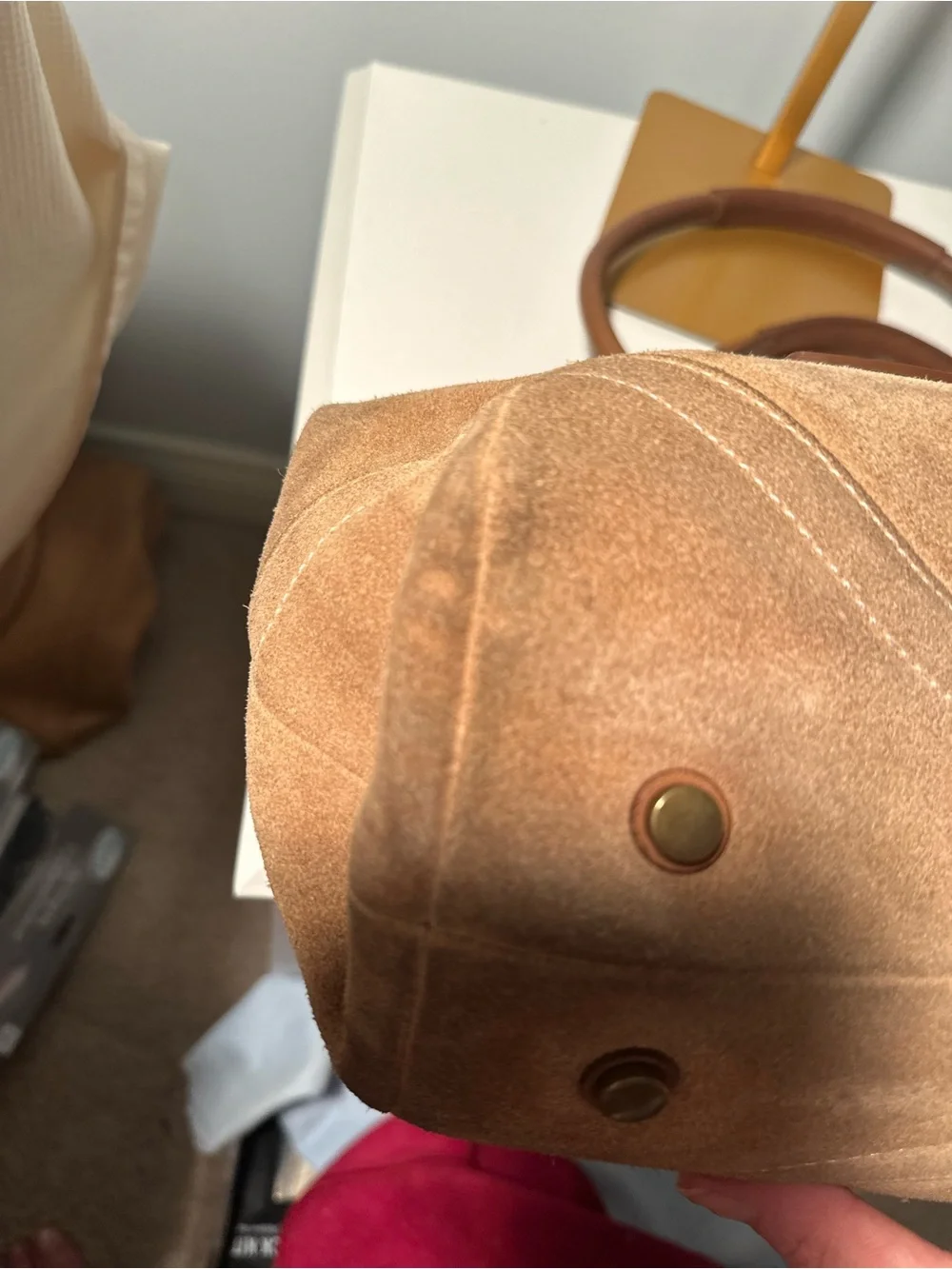 Vintage Coach Camel Suede SoHo Leather Satchel, No. 9674, Brass Hardware